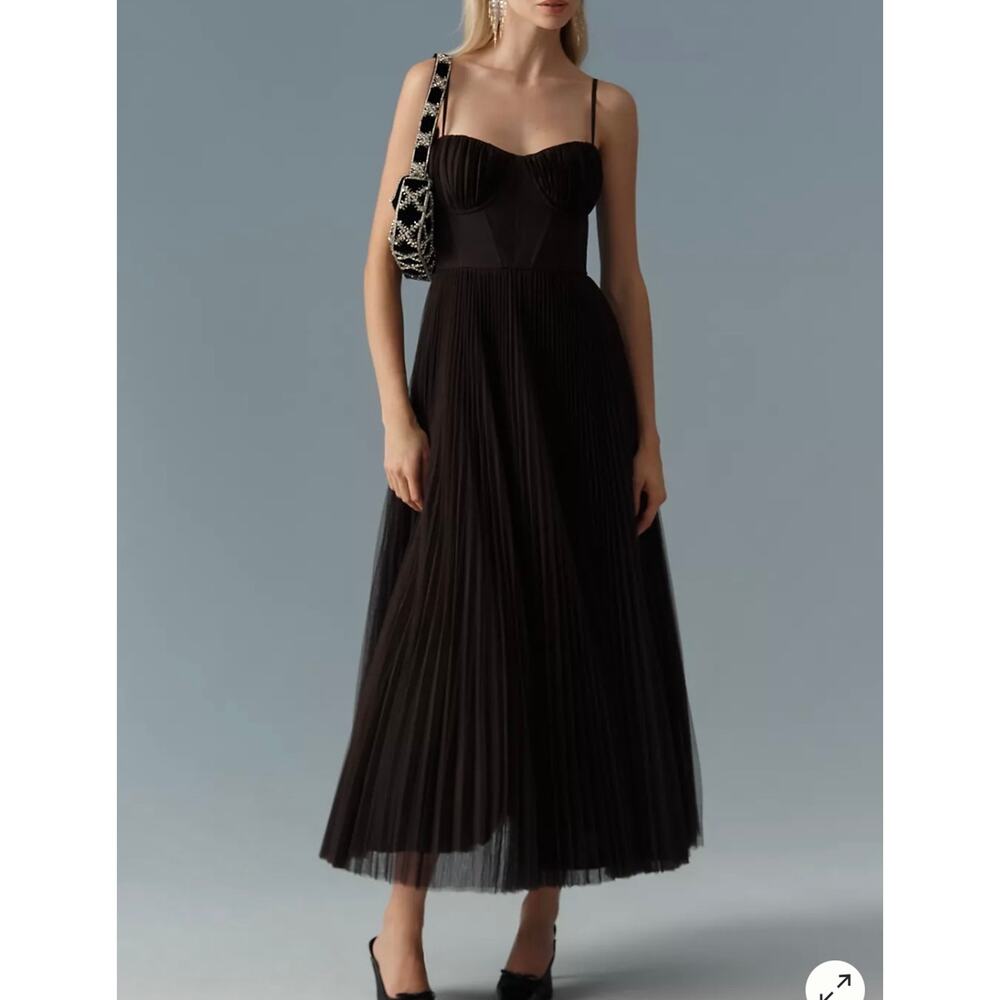 Hutch Black Pleated Midi Dress